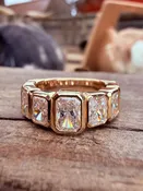 14K YELLOW GOLD BAND CONTAINING (9) LAB CREATED RADIANT CUT DIAMONDS TOTALING 4.75 CARATS — Owen Jewelry Design