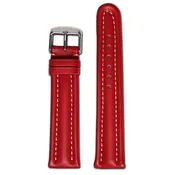 18mm Smart Watch Band | Quick Release | Calf Leather | Red | White Stitch