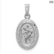 14k White Gold Saint Christopher Medal Charm