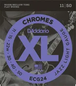 D'Addario Flat Wound Jazz Light .011-.050 ECG24 Chromes  Electric Guitar Strings