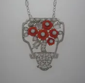 Antique Art Deco Coral and Diamond Bouquet Necklace in Platinum