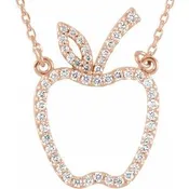 14K Gold 1/5 CTW Diamond Apple 16" Necklace