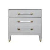 Amber Three Drawer Side Table in Light Grey Shagreen by Worlds Away