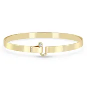 14k Yellow Gold Flat Wire Diamond Cuff Bracelet