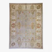 10'0" x 13'7" GRAY AND BEIGE OUSHAK GEOMETRIC TURKISH RUG