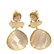 Blush Rose Quartz with Faceted Crystal Stud Earrings — Poppi Italian Leather