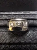 14k White Gold Men's 3 Stone Ring — OleTowne Jewelers