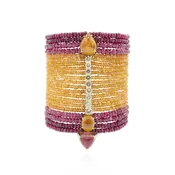 18k Yellow Gold Bracelet with Garnet, Tourmaline, Spinel and Diamonds