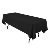 Black 60" x 120" Rectangular Poly Premier Tablecloth