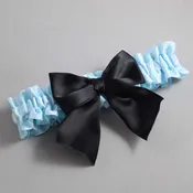 Alice Blue and Black Satin Wedding Garter / Blue and Black Wedding Garters / Kimberly # (305-305-123)-01-B01-00