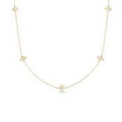 18K Yellow Gold Love By The Inch 5 Station Flower Necklace