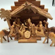17 Pieces Browns Zacharia Bros Bethlehem Wood Nativity Christmas Decor
