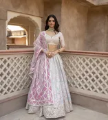 Abhinav Mishra Gotta Mirror Embellished Blouse With Printed Gotta Skirt