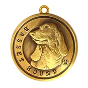 Basset Hound Dog Id Tag Antique Gold Finish