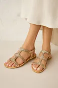 Gold Sparkle Strappy Flat Sandals
