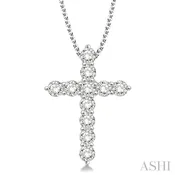 1 1/2 Ctw Round Cut Diamond Cross Pendant