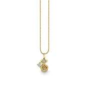 14K YELLOW GOLD LARGE MARQUIS EYE DIAMOND ROSE CHARM ON 18" LIGHT TIFFANY CHAIN