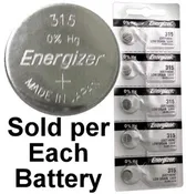 Energizer 315 (SR716SW) Silver Oxide Watch Battery. On Tear Strip