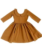 3/4 Sleeve Twirl Dress in Solid Nutmeg Collared