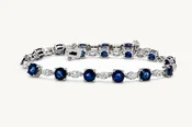 Bracelet 14kt Gold Round Ceylon Sapphires & Marquises Diamonds