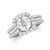 18KT White Gold Three Row Diamond Engagement Ring