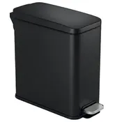 11.4 Liter / 3 Gallon SoftStep Matte Black Stainless Steel Slim Step Pedal Bathroom Trash Can with AbsorbX Odor Filter