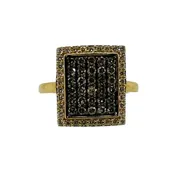 Ladies Chocolate Box Ring Yellow Gold