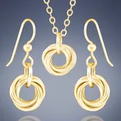 AS SEEN IN The Order: 14K Gold-Filled Love Knot Jewelry Set - Necklace & Earrings
