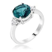 Abigail 9mm Round Three Stone CZ Engagement Ring | 3ct