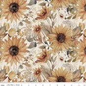 108" Evening on the Prairie - Watercolor Sunflowers Cream