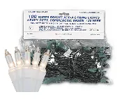 100 Clear Light Set, Commercial Grade, White Wire