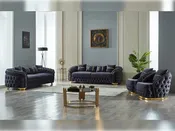 Arizona Anthracite Living Room Set with Modern Gold Accents (2 Sofa & 2 Chair)