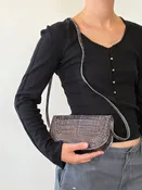 Hattie gray crocodile purse