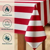 3" Cabana Stripe, Red & White Square Tablecloths
