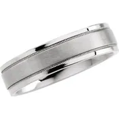 10K White 6.25 mm Flat Band with Milgrain Size 9.5