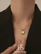 18K Gold Plated Lock Pendant necklace