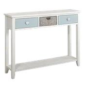 2 Drawer Entry Table with 1 Basket  White/Glacier Blue Draw Fronts