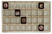 10-7/8 x 7-1/16 x 15/16 (1-1/2 lb.) Rectangular Candy Tray Gold 32 Cavities 500/Case