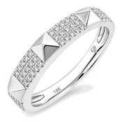3-Row Pave Pyramid Studs Diamond Ring