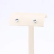 Aquamarine Stud Earrings, 0.60cttw Aquamarine in 14K White Gold