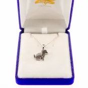 Black and White Diamond Dog Pendant