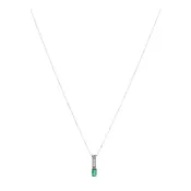 10K White Gold Synthetic Emerald Pendant Necklace
