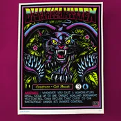 MAGIC THE GATHERING | DISPLACER KITTEN: Fuzzy Flocked Silkscreen Blacklight Poster by Josh Freydkis (18"x24") | ODDITIES PRINTS