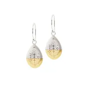 Adel Chefridi Horizon Hand Engraved Earrings in Satin 18k Yellow Gold & Sterling Silver