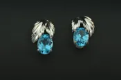 14k white gold Mela Blu Earrings with blue topaz designed by Stark Jewelers — Stark Jewelers
