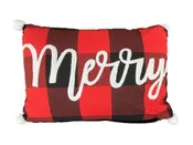 ACCENT PILLOW MERRY RED AND BLACK PLAID