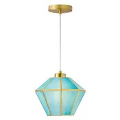 10" W Bouvier Metal and Stained Glass Pendant Light