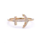 14k. Diamond Horizon Anchor Ring
