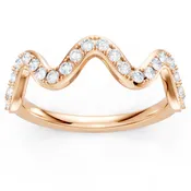 14K Rose Gold Round Diamond Zig Zag Band