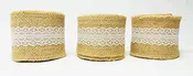 AAYU 3 Pack- Chair sashs 15 Yards Burlap Ribbon with Lace | 3 Inches x 5 Yards | Perfect for Weddings, Tie-Backs, Sashes, Wreaths, Bows, Gift Wrap, Tree Wrapping, Crafts (White Lace in The Middle)